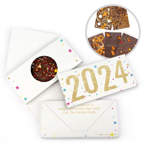 Personalized New Year's Starry Celebration Gourmet Infused Belgian Chocolate Bars (3.5oz)