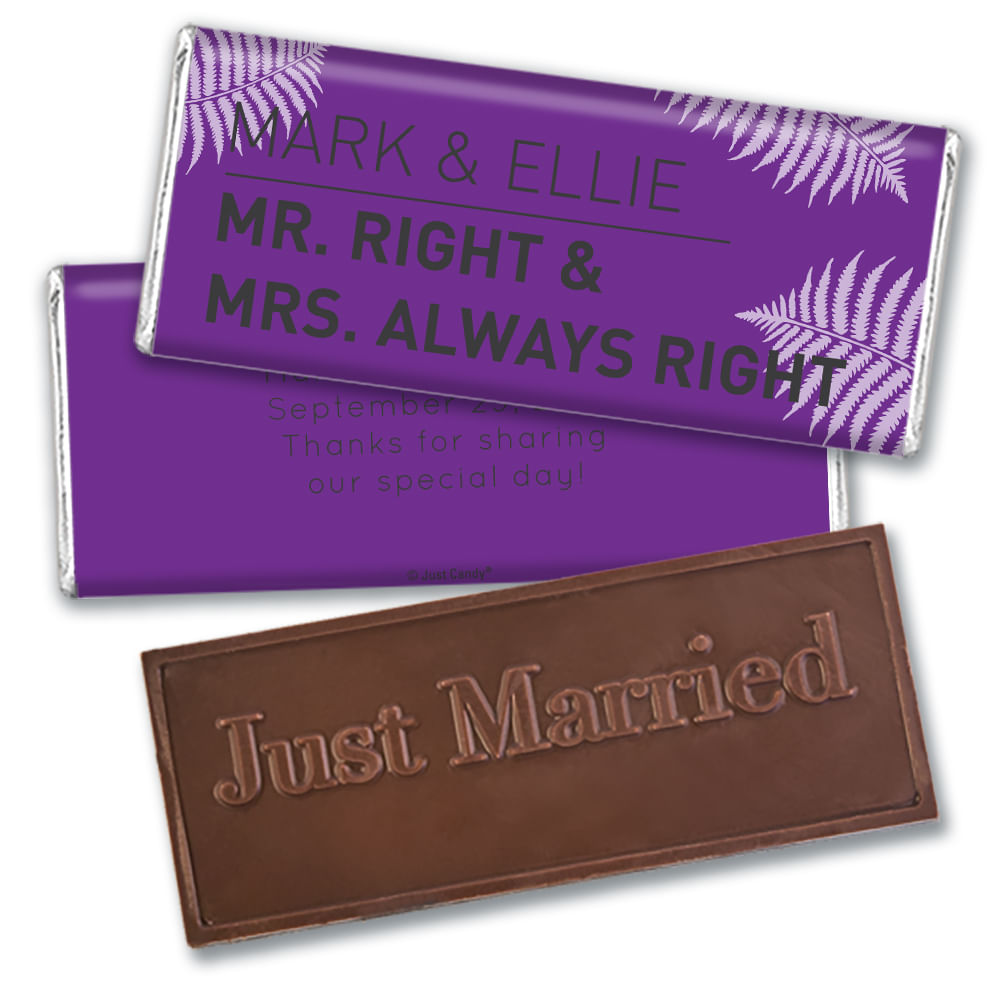 Personalized Embossed Just Married Wedding Favor Mr. And Mrs. Right