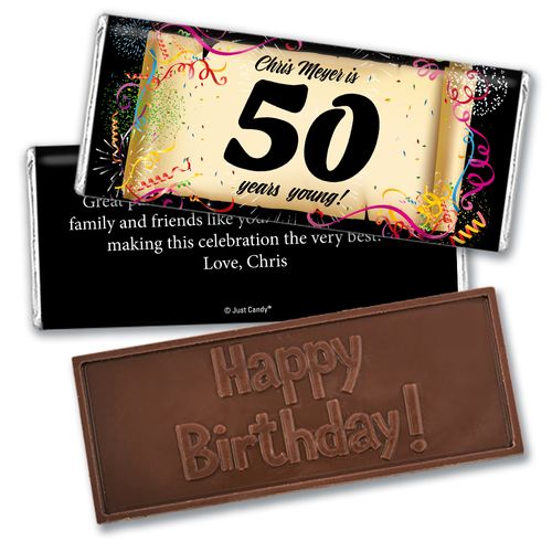 Milestones Personalized Embossed Chocolate Bar 50th Birthday Commemorate