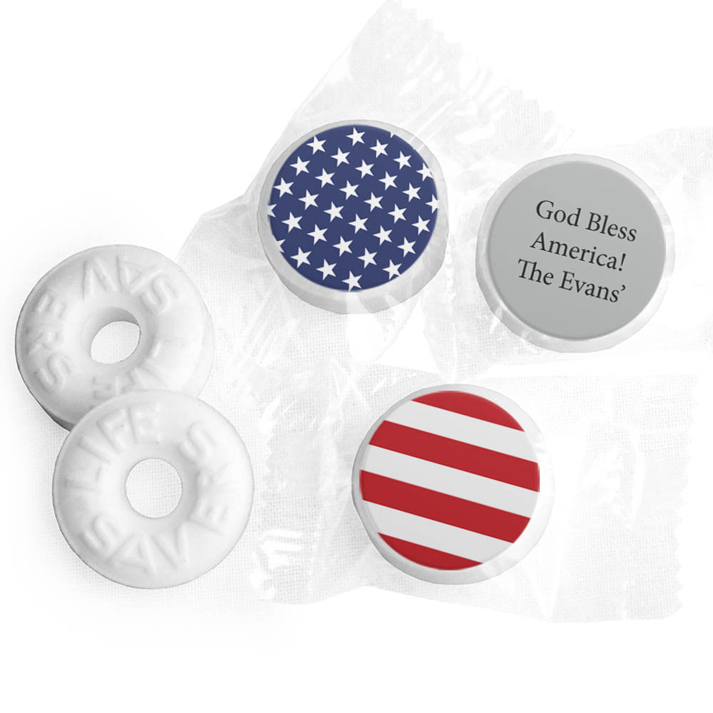 Personalized Patriotic American Flag Life Savers Mints - JustCandy.com