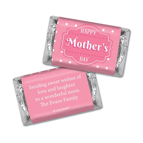 Mother's Day Personalized Hershey's Miniatures Wrappers Tiny Polka Dots and Pink