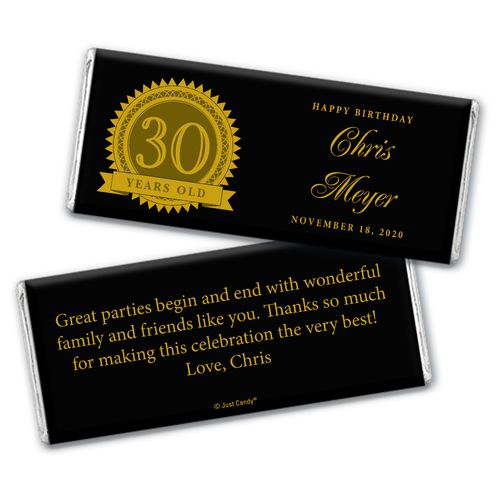 Milestones Personalized Chocolate Bar Candy 30th Birthday Wrappers