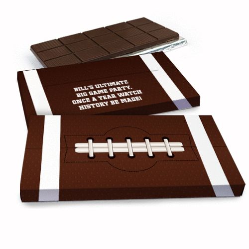 Deluxe Personalized Football Party Themed Football Chocolate Bar in Gift Box (3oz Bar)