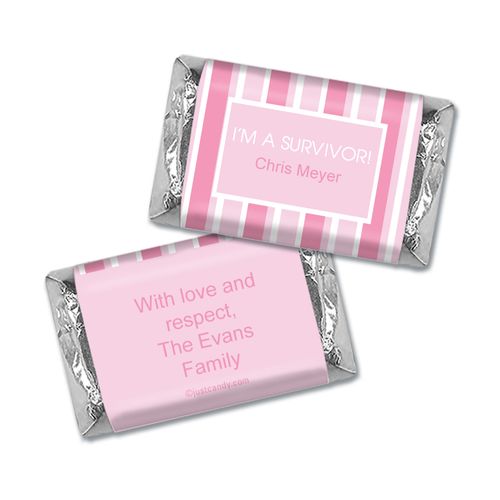 Breast Cancer Awareness Personalized Hershey's Miniatures Wrappers Pinstripe Breast Cancer Survivor