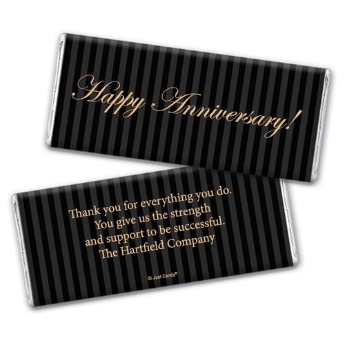 Employee Anniversary Personalized Chocolate Bar Wrappers Formal Gold and Pinstripes
