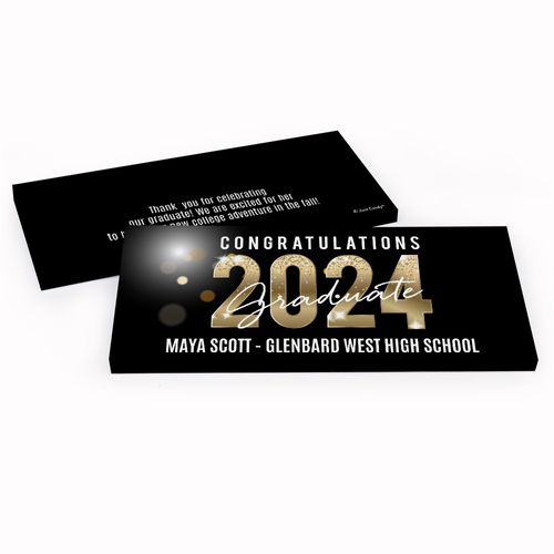 Deluxe Personalized Graduation Black & Gold Chocolate Bar in Gift Box