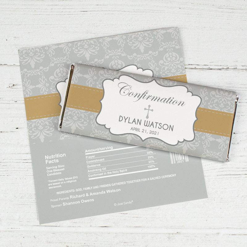 Personalized Confirmation Cross Chocolate Bar Wrappers Only - JustCandy.com