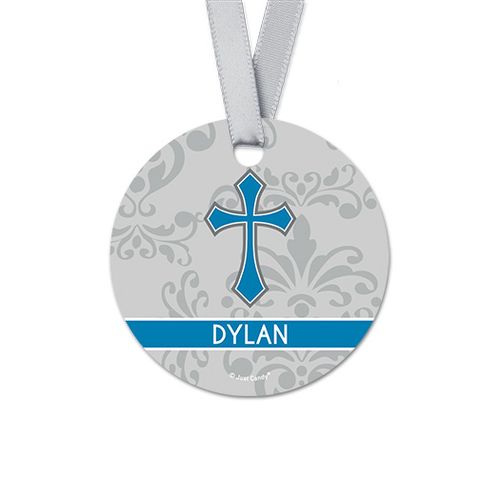 Personalized Round Colored Cross Confirmation Favor Gift Tags (20 Pack)