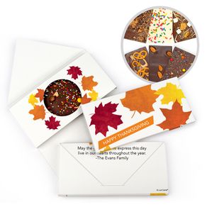 Personalized Thanksgiving Paper Leaves Gourmet Infused Belgian Chocolate Bars (3.5oz)