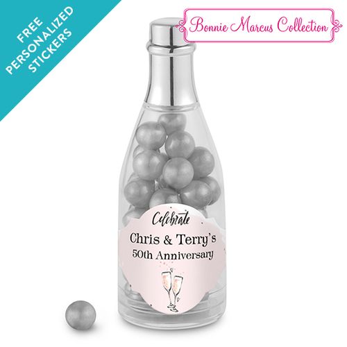 Bonnie Marcus Collection Personalized Champagne Bottle Cheers to the Years Anniversary Favor (25 Pack)