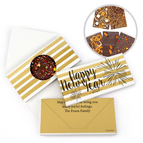 Personalized New Year's Fireworks Gourmet Infused Belgian Chocolate Bars (3.5oz)