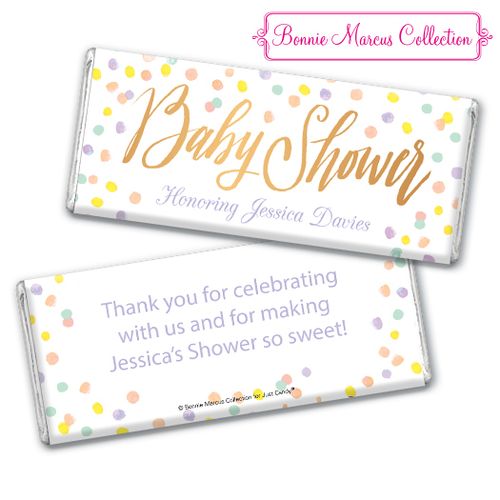 Personalized Bonnie Marcus Baby Shower Confetti Fun Chocolate Bar & Wrapper