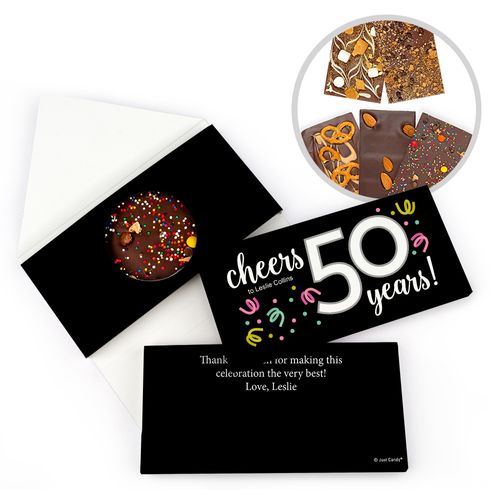 Personalized Birthday Milestone Fifty Confetti Gourmet Infused Belgian Chocolate Bars (3.5oz)