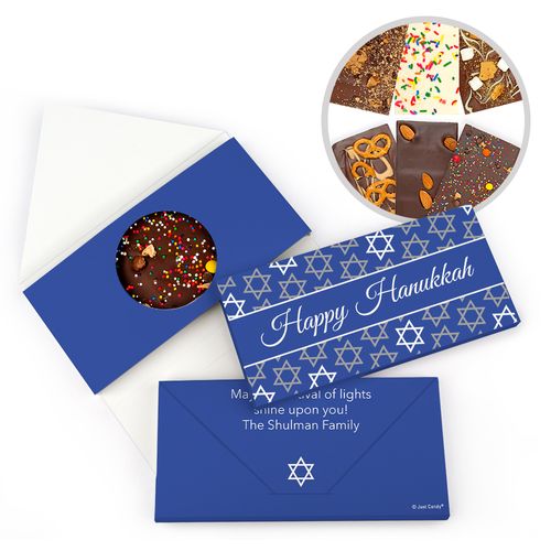 Personalized Hanukkah Festive Pattern Gourmet Infused Belgian Chocolate Bars (3.5oz)