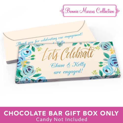 Deluxe Personalized Engagement Something Blue Candy Bar Favor Box
