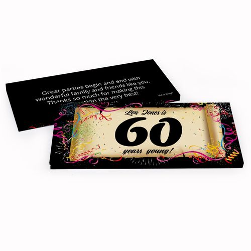 Deluxe Personalized Birthday 60th Confetti Birthday Hershey's Chocolate Bar in Gift Box
