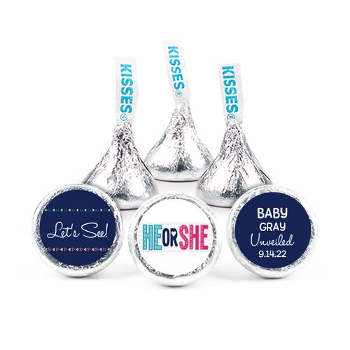 Baby Shower Personalized Hershey's Kisses Gender Reveal He or She? Assembled Kisses