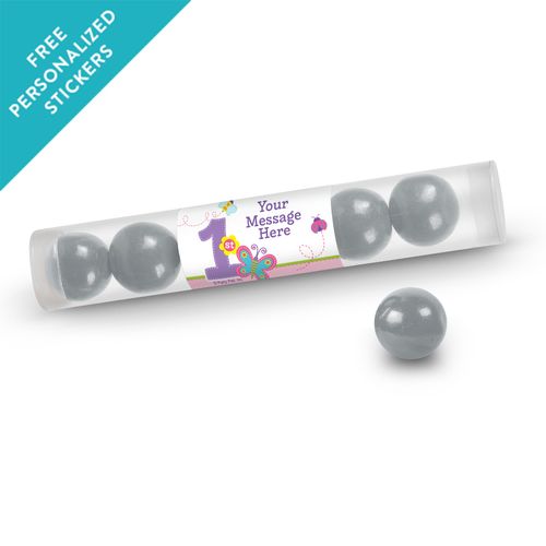 Birthday Personalized Gumball Tube Butterfly 1st Birthday (12 Pack)