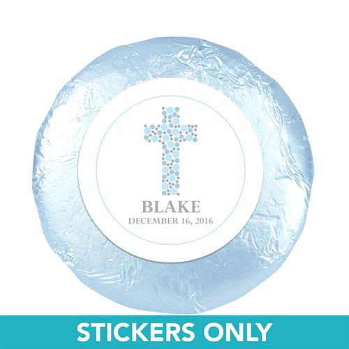 Baptism 1.25" Sticker Polka Dot Cross (48 Stickers)