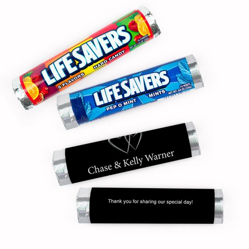 Personalized Wedding Locked Swept Lifesavers Rolls (20 Rolls)