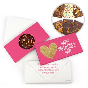 Personalized Bonnie Marcus Valentine's Day Glitter Hearts Gourmet Infused Belgian Chocolate Bars (3.5oz)
