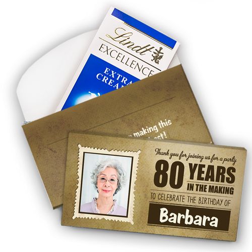 Deluxe Personalized Milestone 80th Birthday Years in the Making Lindt Chocolate Bar in Gift Box (3.5oz)