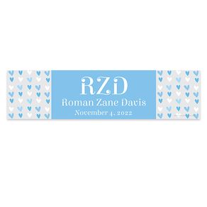 Personalized Baby Boy Announcements Blue Hearts 5 Ft. Banner