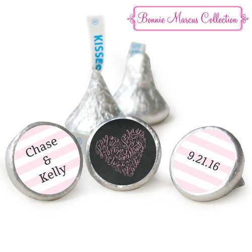 Bonnie Marcus Collection Whispering Heart Rehearsal Dinner Stickers - Custom Kisses Candy Assembled Kisses