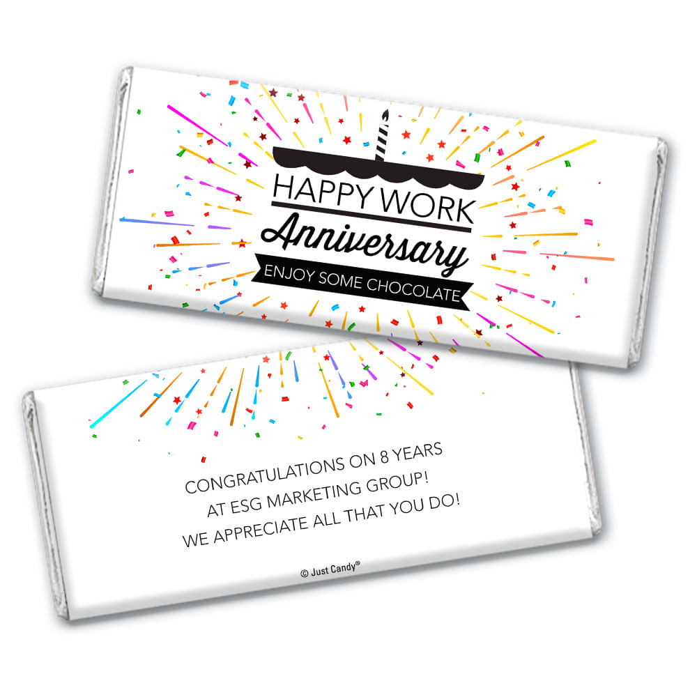 Personalized Work Anniversary Chocolate Bar & Wrapper - JustCandy.com