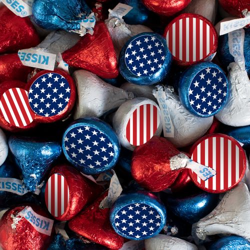 Assembled Patriotic Hershey's Kisses Candy 75ct and Stars & Stripes Stickers 75ct
