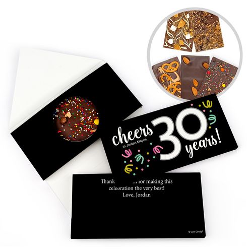 Personalized Birthday Milestone Thirty Confetti Gourmet Infused Belgian Chocolate Bars (3.5oz)
