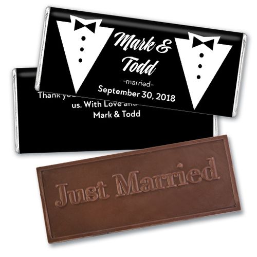 Personalized Gay Wedding Groom & Groom Embossed Chocolate Bar