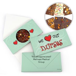 Personalized Nurse Appreciation We Heart Nurses Gourmet Infused Belgian Chocolate Bars (3.5oz)