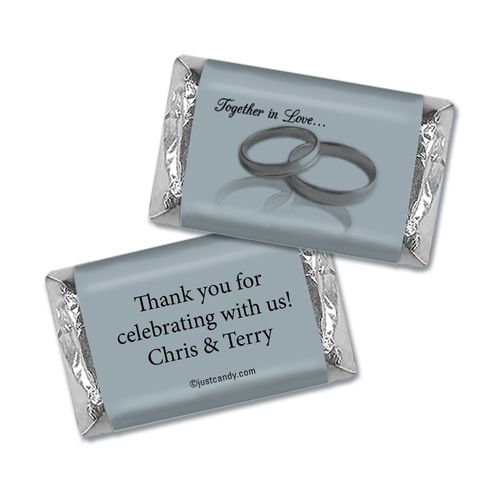 Anniversary Personalized Hershey's Miniatures Wrappers Gilded Silver Rings 25th