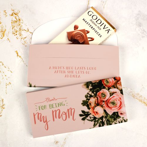 Personalized Mother's Day Thank You Bouquet Godiva Chocolate Bar in Gift Box (3.1oz)