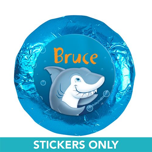 Personalized Birthday Shark 1.25" Stickers (48 Stickers)