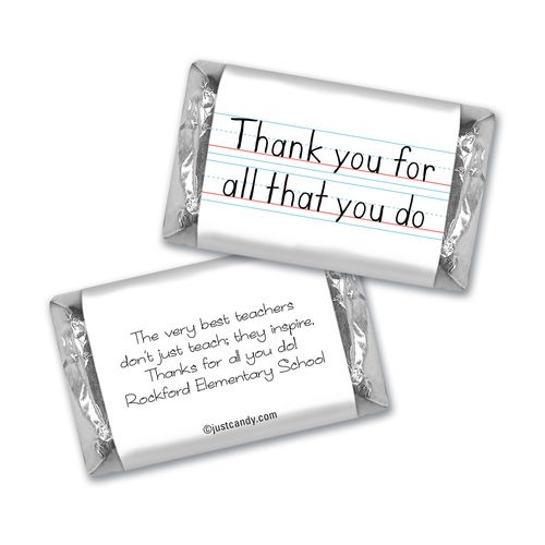 Personalized Chocolate Bars for Teachers Handwritten Appreciation Hershey's Miniatures