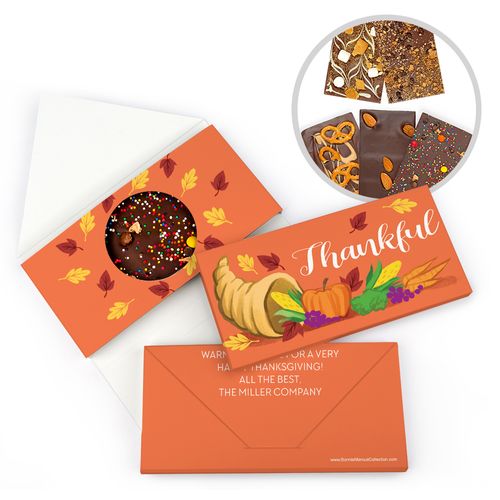 Personalized Bonnie Marcus Thanksgiving Bountiful Thanks Gourmet Infused Belgian Chocolate Bars (3.5oz)