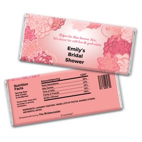 Bridal Shower Favor Personalized Chocolate Bar Wrappers Pink Flowers