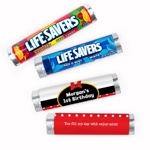 Personalized First Birthday Minne Mouse Lifesavers Rolls (20 Rolls)
