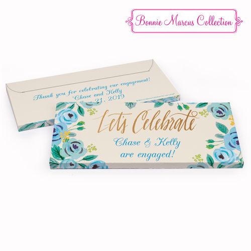 Deluxe Personalized Engagement Something Blue Chocolate Bar in Gift Box