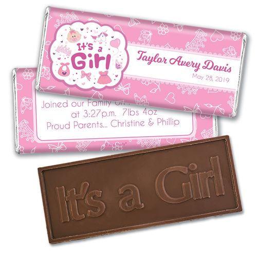 Personalized It's a Girl Bundle of Joy Embossed Chocolate Bar & Wrapper