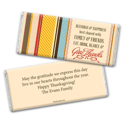 Thanksgiving Personalized Chocolate Bar Wrappers Share Blessings Give Thanks