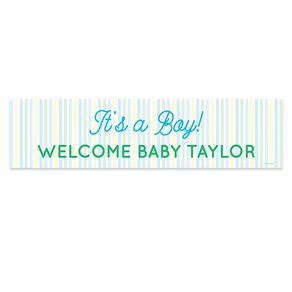 Personalized It's a Boy Stripes Boy Baby Announcement 5 Ft. Banner