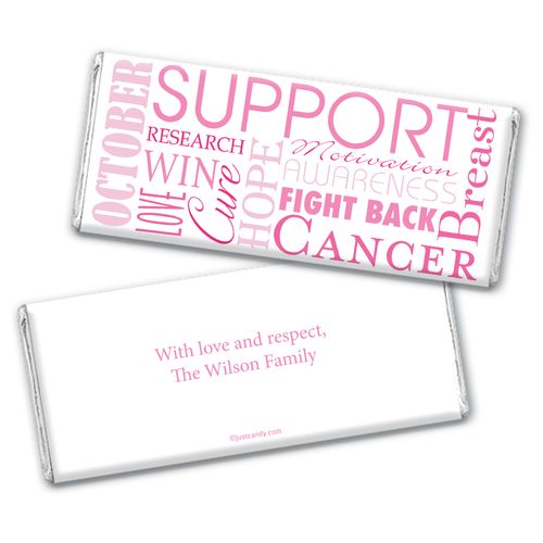 Breast Cancer Awareness Personalized Chocolate Bar Wrappers Breast Cancer Words for a Cure