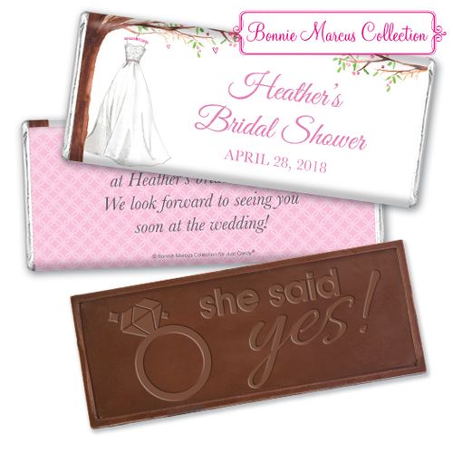 Personalized Bonnie Marcus Wonderful Wedding Dress Embossed Chocolate Bar & Wrapper