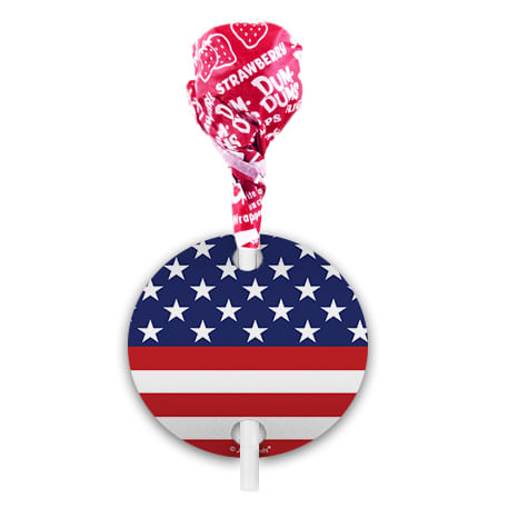 Independence Day American Flag Dum Dums with Gift Tag (75 pops)