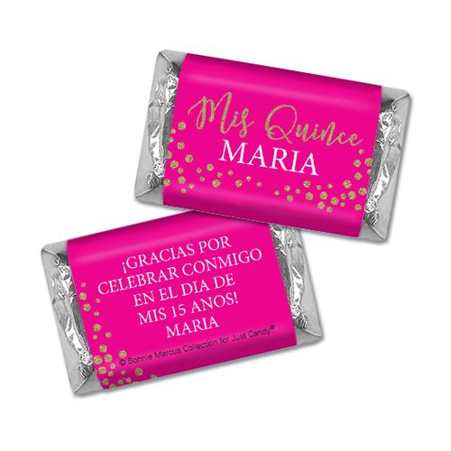 Personalized Bonnie Marcus Quinceanera Gold Sparkle Hershey's Miniatures