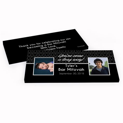 Deluxe Personalized Bar Mitzvah Then & Now Chocolate Bar in Gift Box