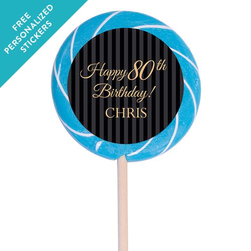 Milestones Personalized 3" Swirly Pop 80th Birthday Favors (12 Pack)